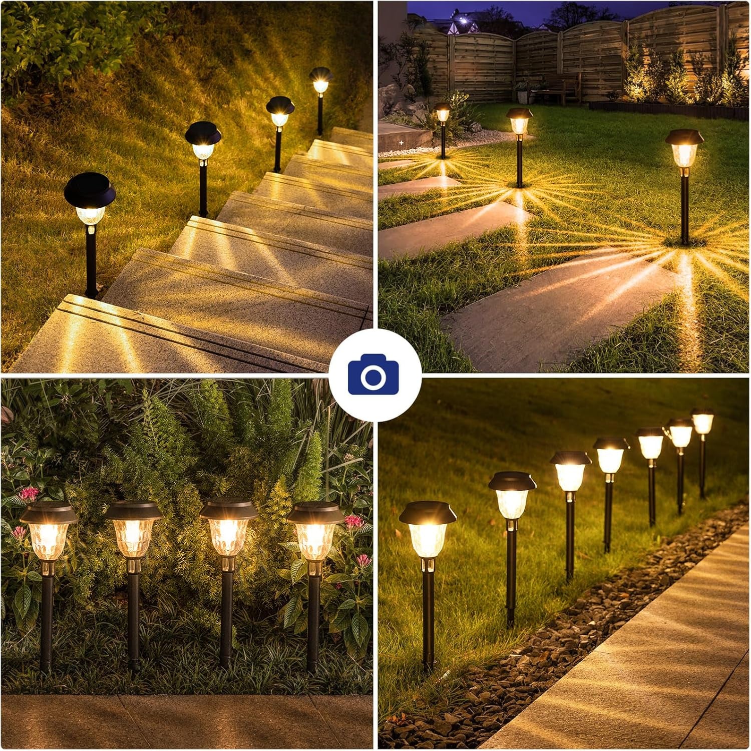 APONUO 8 Pack Solar Pathway Lights Outdoor Waterproof,Ip65 Solar Walkway Lights with Auto On/Off and 2 Lighting Modes,Outdoor Landscape Lighting for Yard Garden Pathway Walkway Driveway