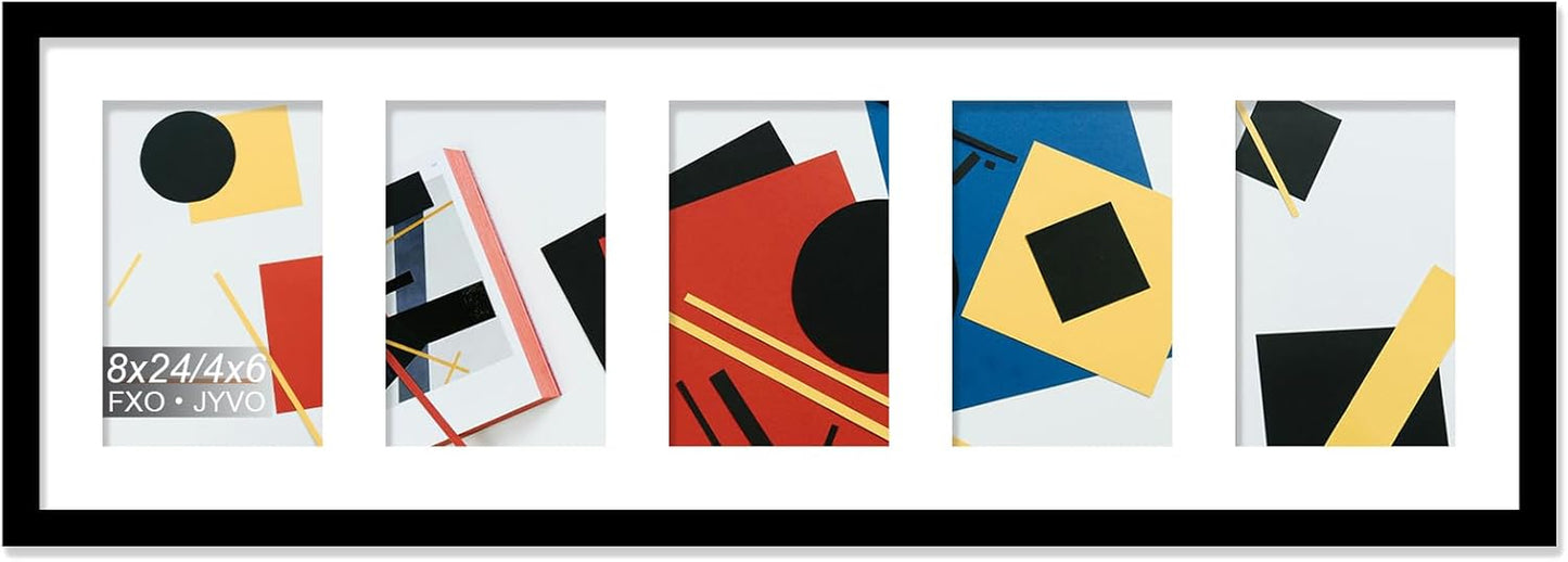 4X6 Picture Frame Collage, Display 6 4X6 Picture Collage or 13X13 Photo Only without Mat, Light Weight and High Transparent Frame for Wall - 1 Pack/Black/6-Openings