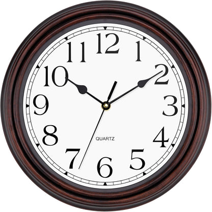 Foxtop Retro Silent Non-Ticking round Classic Clock Quartz Decorative Battery Operated Wall Clock for Living Room Kitchen Home Office 12 Inch (Bronze)