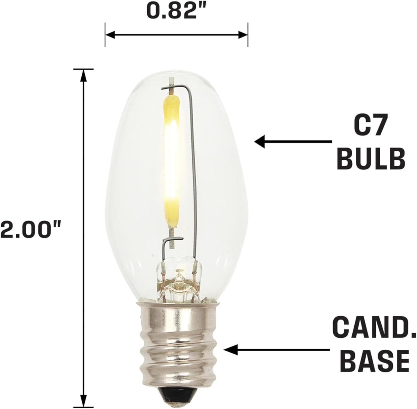 Westinghouse 5284000 0.4 Watt (4 Watt Equivalent) C7 Clear Filament LED Light Bulb, Candelabra Base, 2 Pack