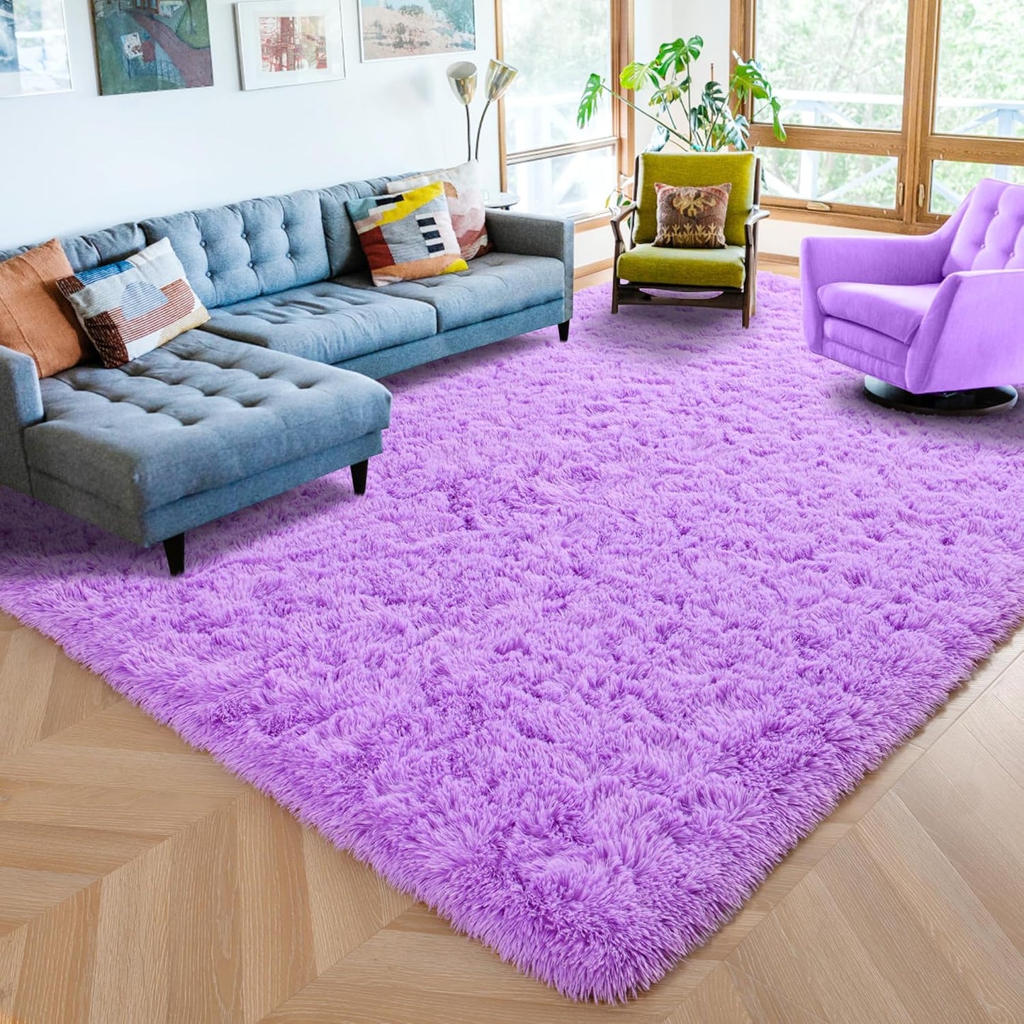 ISEAU Black Rug Super Soft Shaggy 4X6 Feet Rugs for Bedroom, Fluffy Area Rug for Living Room Floor Rug, Fuzzy and Comfy Carpet Nursery Shag Rug for Kids Boys Room Decor