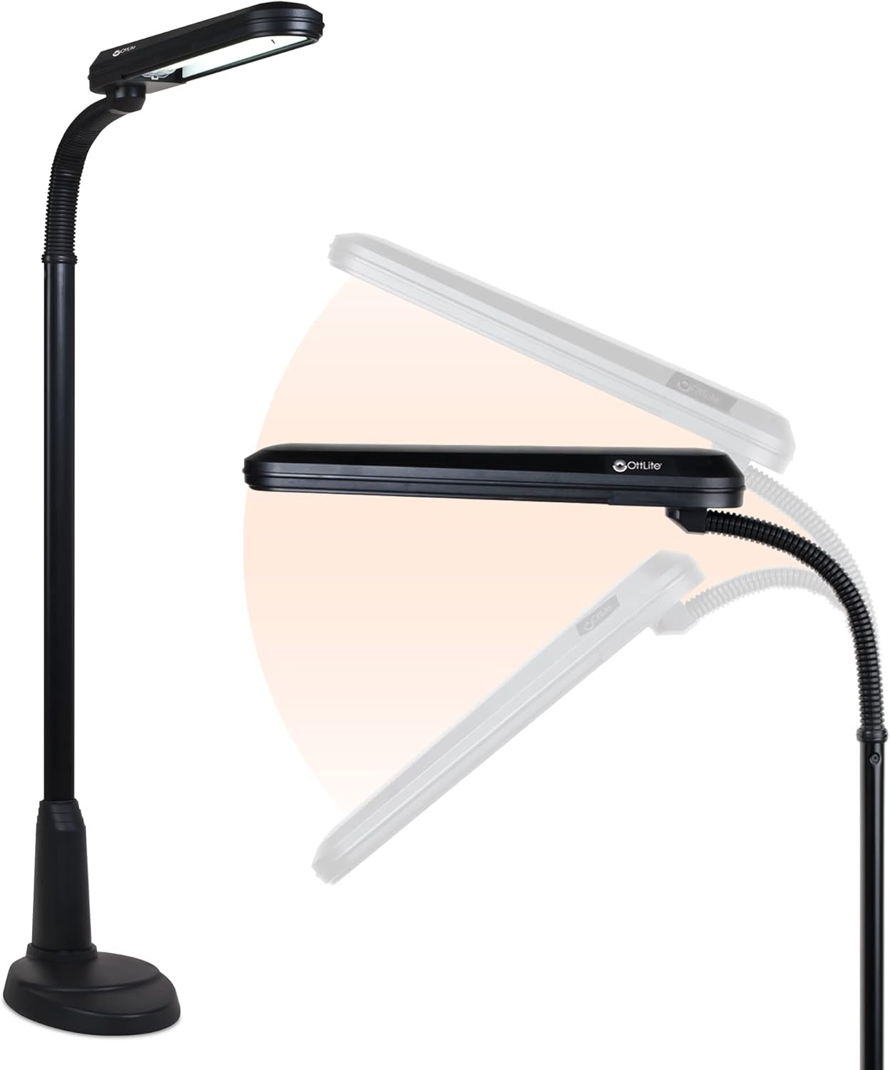 Ottlite Tattoo Artist Standing Floor Lamp with Adjustable Neck - 24W Compact Fluorescent Lamp for Bright Natural Daylight - Multiuse Design Is Perfect for Illuminating Tattooing Work Areas