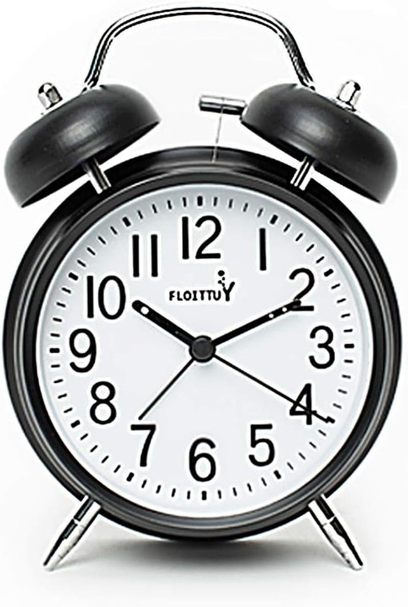 {Loud Alarm for Deep Sleepers) 4'' Twin Bell Alarm Clock with Backlight for Bedroom and Home Decoration(Green)