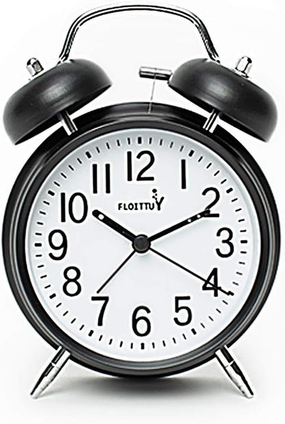 {Loud Alarm for Deep Sleepers) 4'' Twin Bell Alarm Clock with Backlight for Bedroom and Home Decoration(Green)