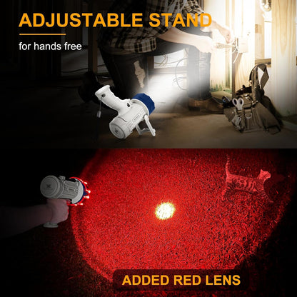 YIERBLUE Rechargeable Spotlight Floodlight Combo 1000,000 Lumen LED, IP67 Waterproof Spot Light COB Flood Light, Impact Resistant Handheld Spotlight with Foldable Stand and Detachable Red Len