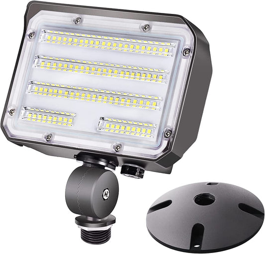 30W LED Flood Light with Knuckle, Outdoor Security Fixture Light with Dusk-To-Dawn Photocell 5000K 4,050Lm(200W Equivalent) Waterproof with Base AC100-277V for Wall Mount Entrance Garden Yard