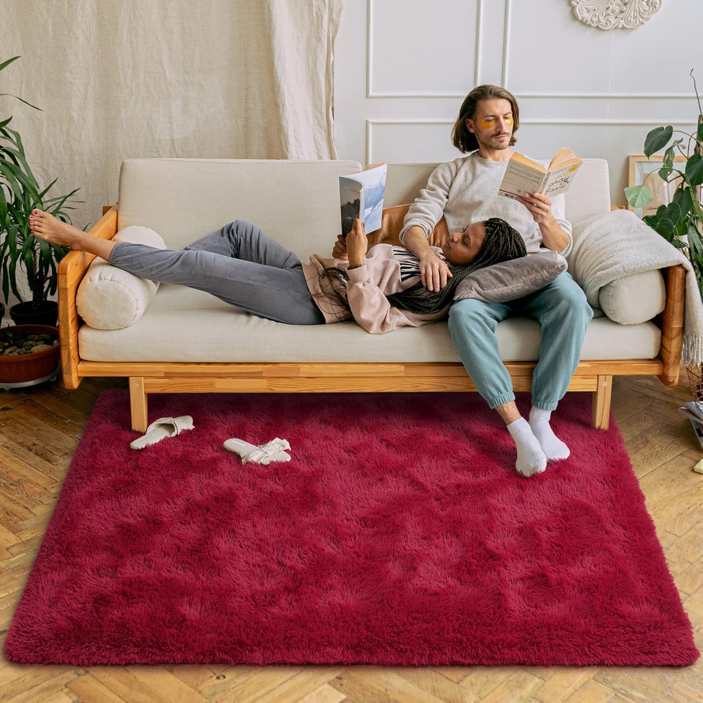 Chicrug Soft Runner Rugs for Bedroom Living Room Plush Fluffy Rug 2X6 Feet, Shag Furry Area Rug Carpet Non Shedding for Nursery Children Kids Girls Room Home Decorative, Grey