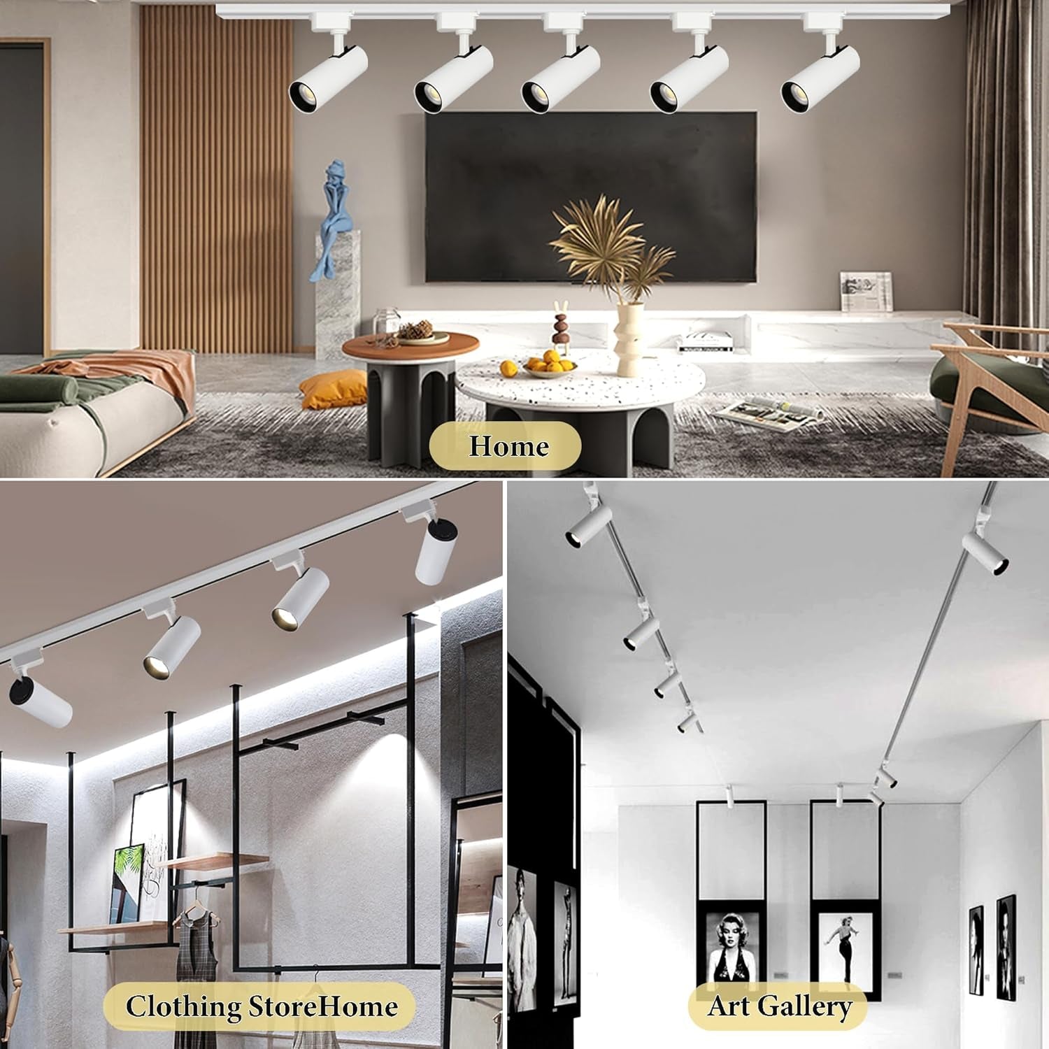 Ultra-Bright H Type Track Lighting Kit with 13.1 FT Track Rails, 12 Heads 3000K Warm White 20W 2400Lm, Dimmable Plug in LED Track Lights Modern Indoor Spotlight Fixture