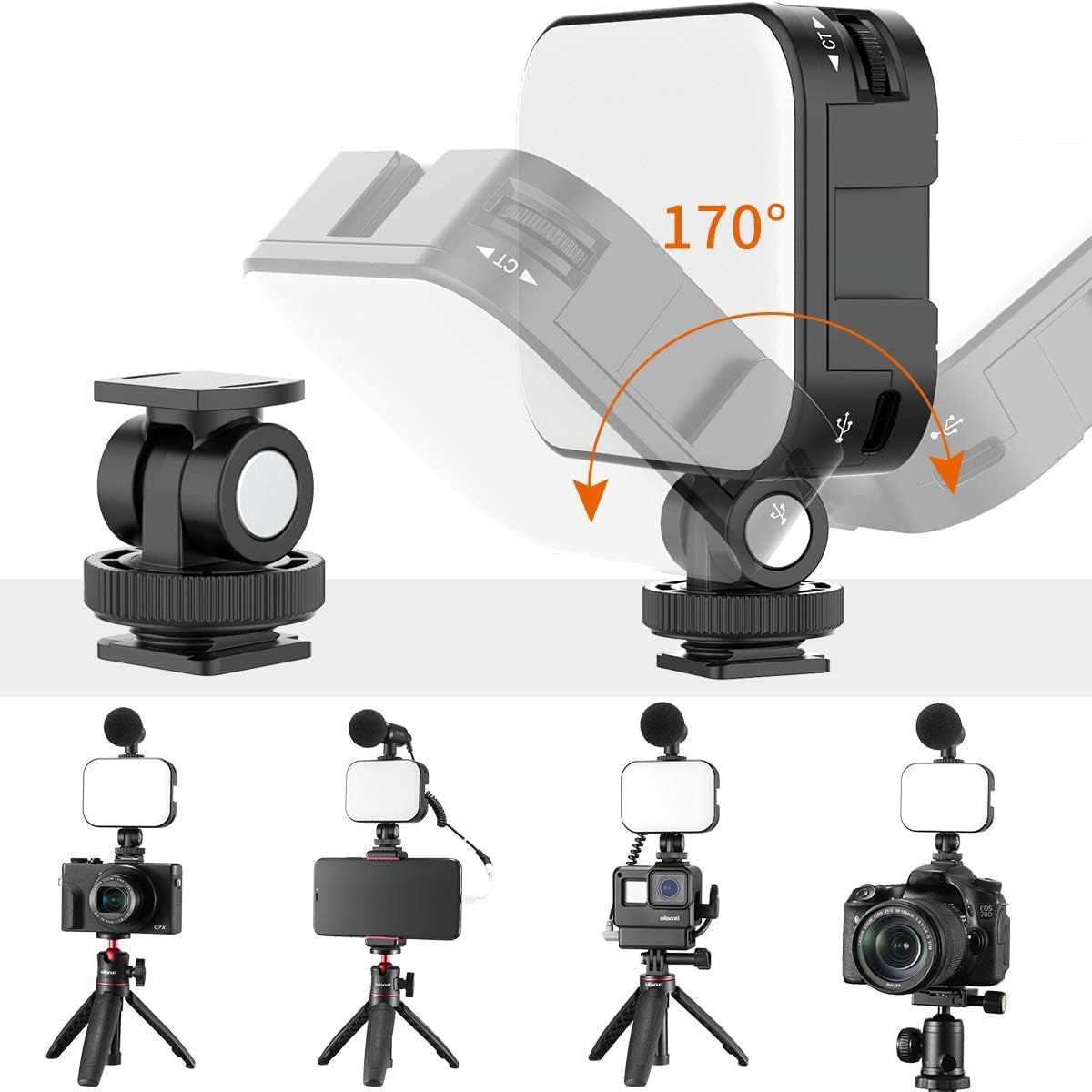 VIJIM VL100C Bi-Color LED Video Light on Camera,Mini Rechargeable 2000Mah LED Camera Lights,Cri95+ Dimmable 2500-6500K Ultra Bright Photo and Video Lighting,Led Fill Lamp