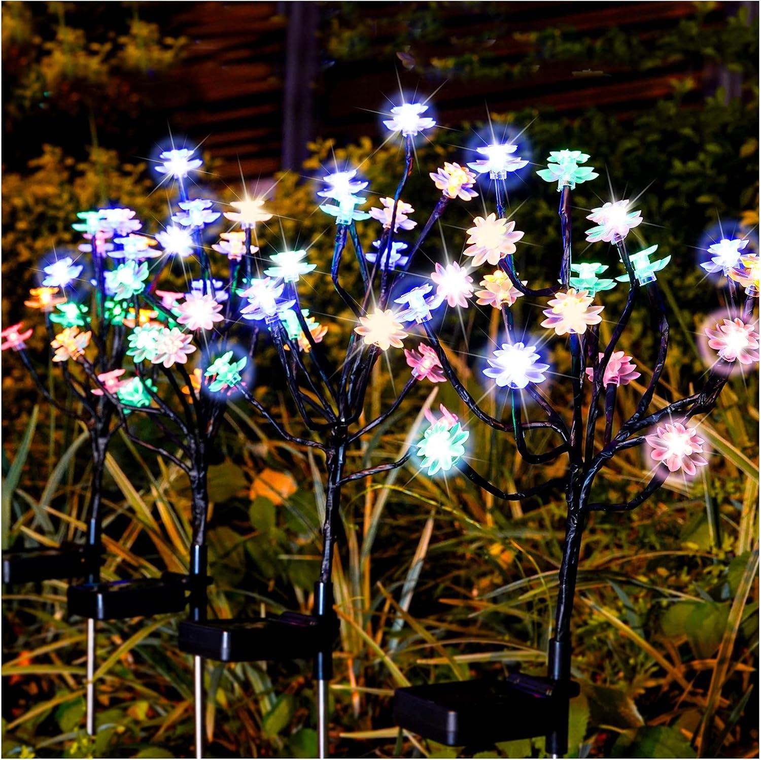 TONULAX Solar Garden Lights - Upgraded Solar Powered Landscape Tree Lights with Larger Solar Capacity, Solar Decorative Lights Outdoor for Pathway, Patio, Front Yard Decoration(2 Pack)