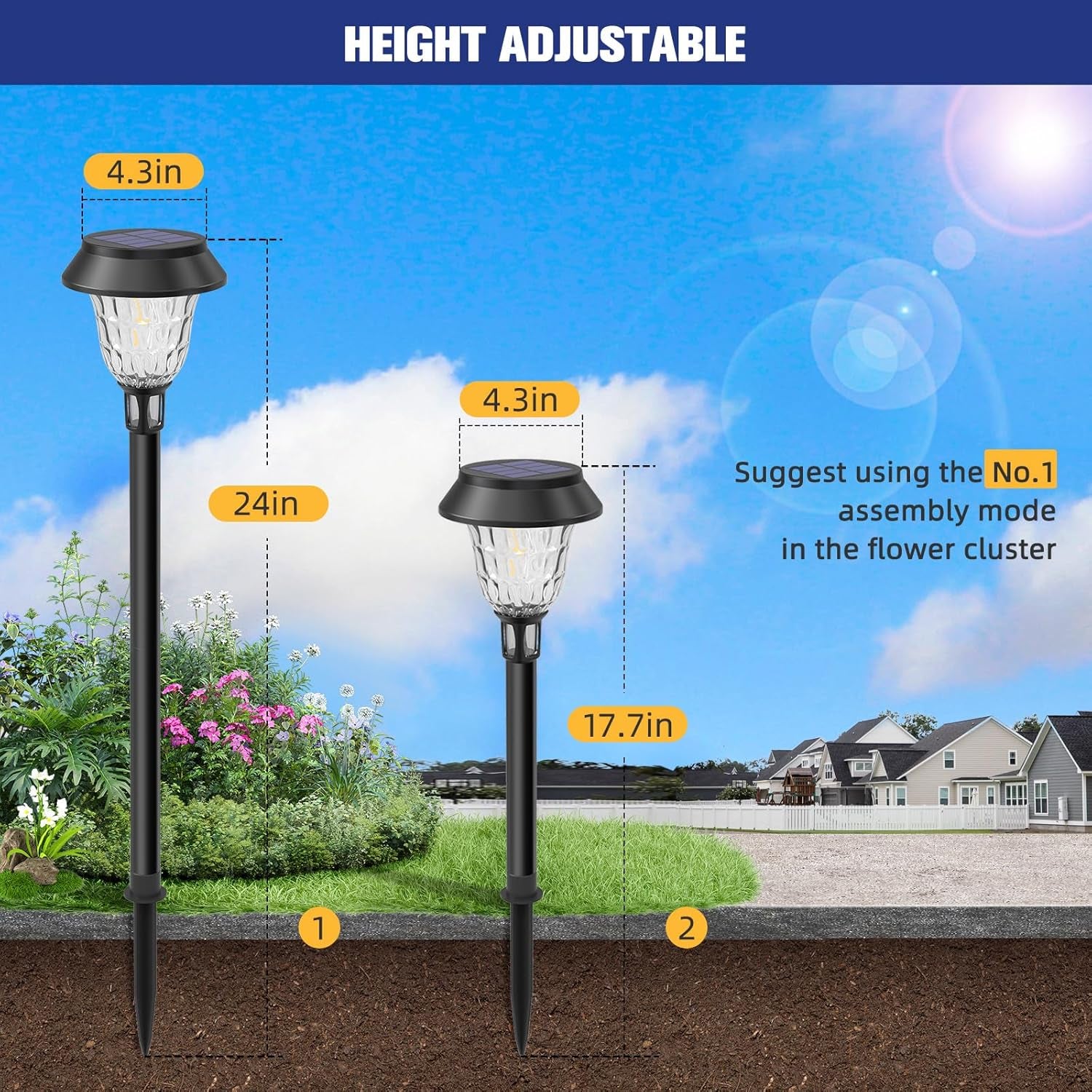 APONUO 8 Pack Solar Pathway Lights Outdoor Waterproof,Ip65 Solar Walkway Lights with Auto On/Off and 2 Lighting Modes,Outdoor Landscape Lighting for Yard Garden Pathway Walkway Driveway