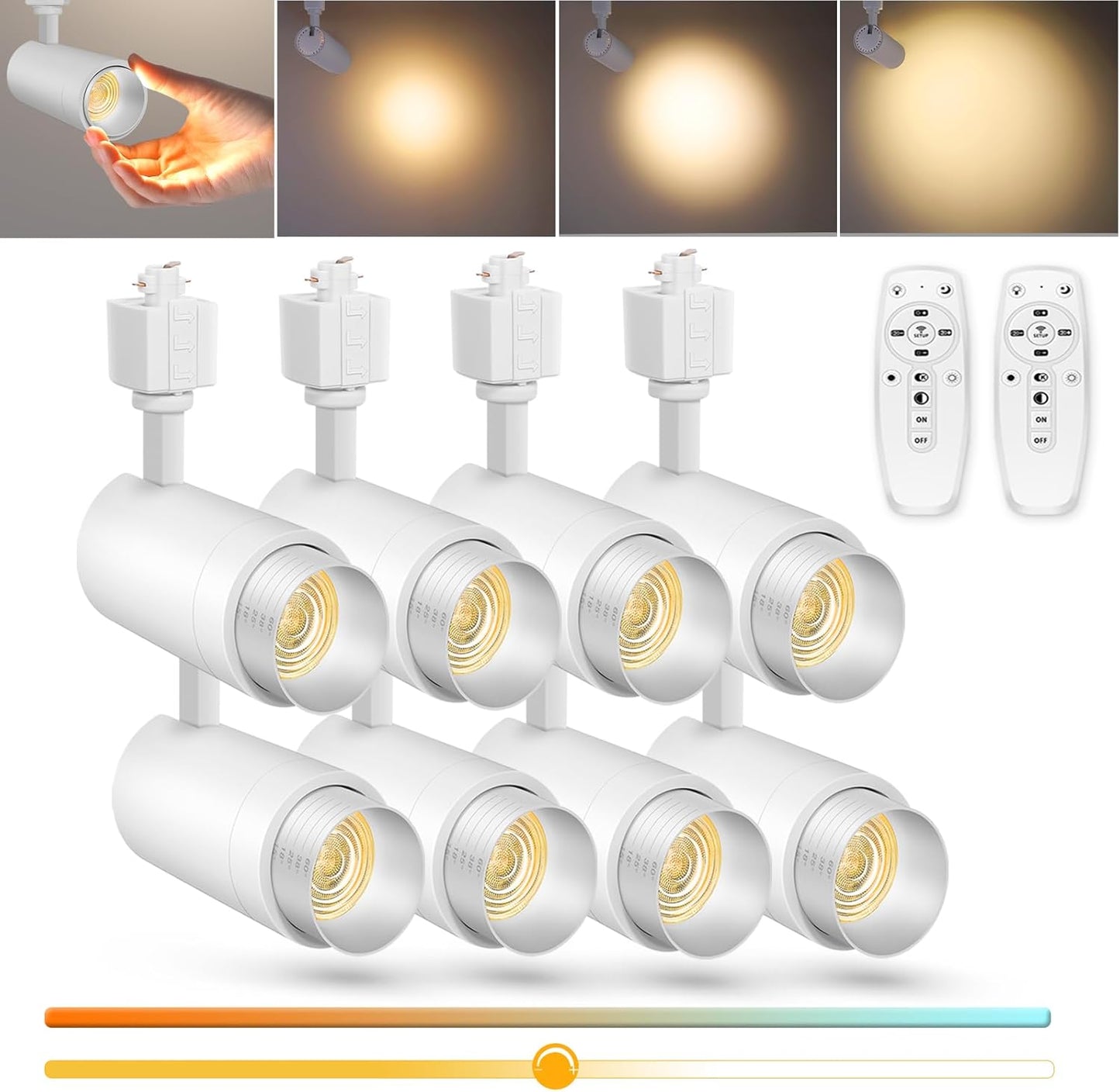 【2024 Upgraded】9-Cct 12W Zoomable LED Track Light Heads Dimmable with Remote H Track Lighting Bright Ceiling Spotlights 2700K/3000K/3500K/4000K/5000K/6000K,15°/18°/25°/38°/60° 1100Lm Black 8 Pack