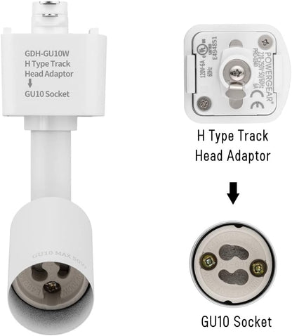 Mirrea H Type Track Lighting Head to GU10 Base Adapter Light Direction Adjustable Pack of 3 (White)