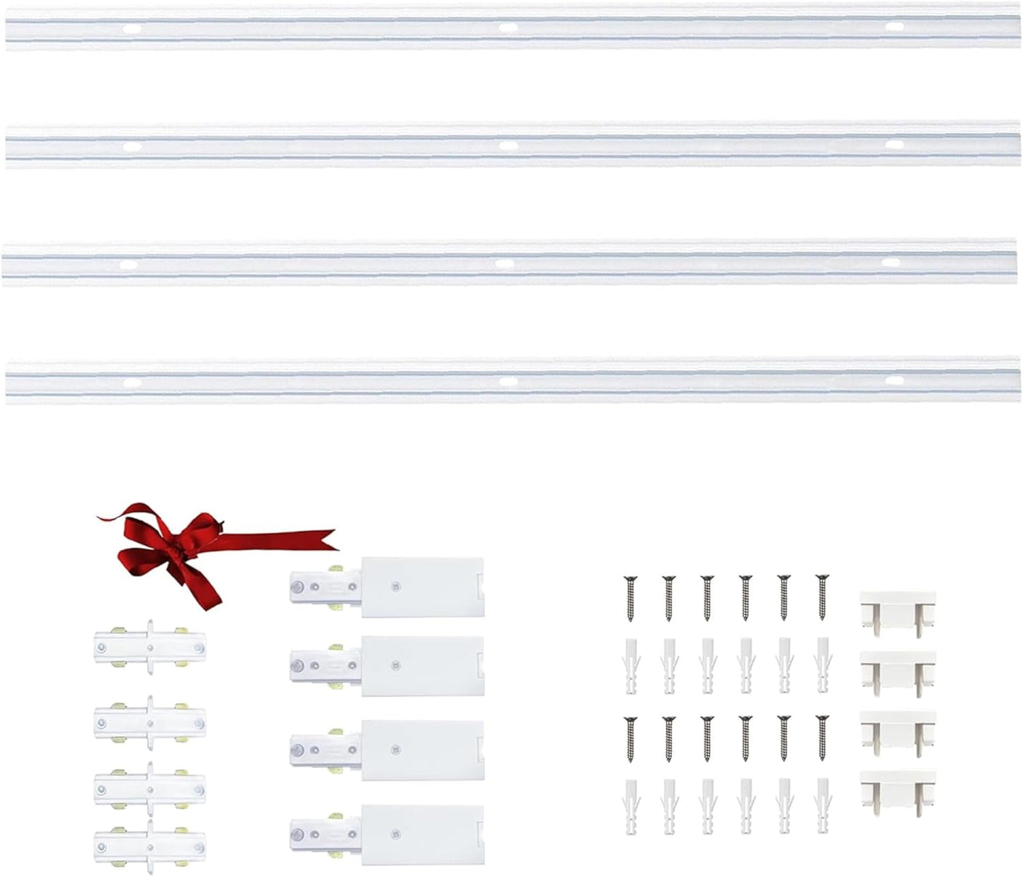H Type Track Lighting Rails 2PCS 120V Single Circuit 3-Wire H Track Rail 6.5FT (3.28 * 2FT) with Extra 1 I Connector and Wall Anchors, Made of Aluminum and Strength Guarantee (White)