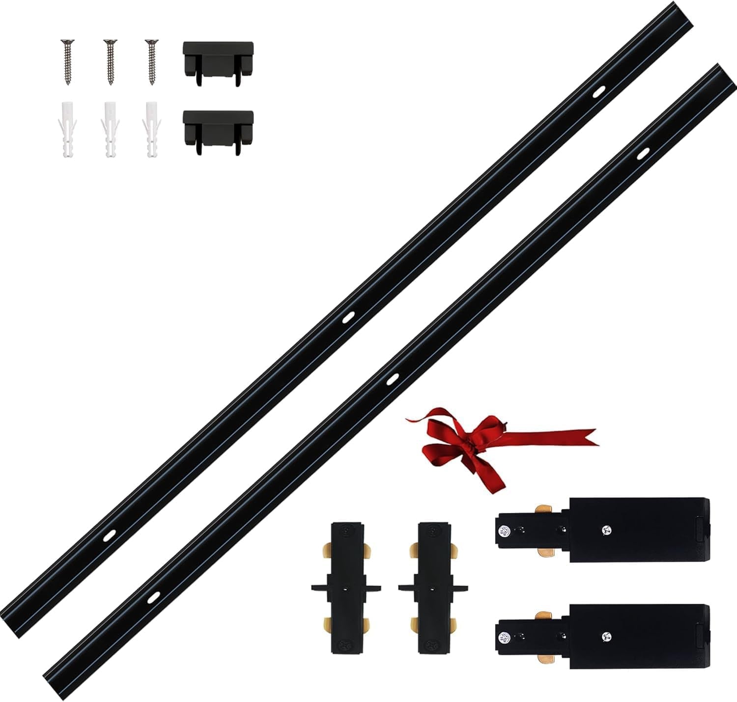 H Type Track Lighting Rails 2PCS 120V Single Circuit 3-Wire H Track Rail 6.5FT (3.28 * 2FT) with Extra 1 I Connector and Wall Anchors, Made of Aluminum and Strength Guarantee (White)
