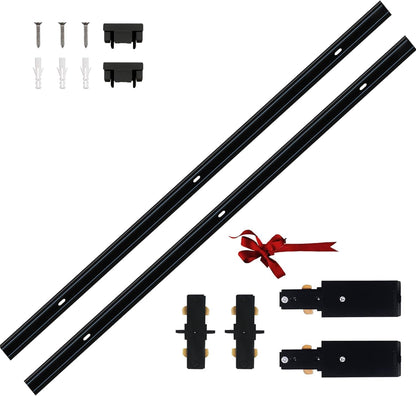 H Type Track Lighting Rails 2PCS 120V Single Circuit 3-Wire H Track Rail 6.5FT (3.28 * 2FT) with Extra 1 I Connector and Wall Anchors, Made of Aluminum and Strength Guarantee (White)