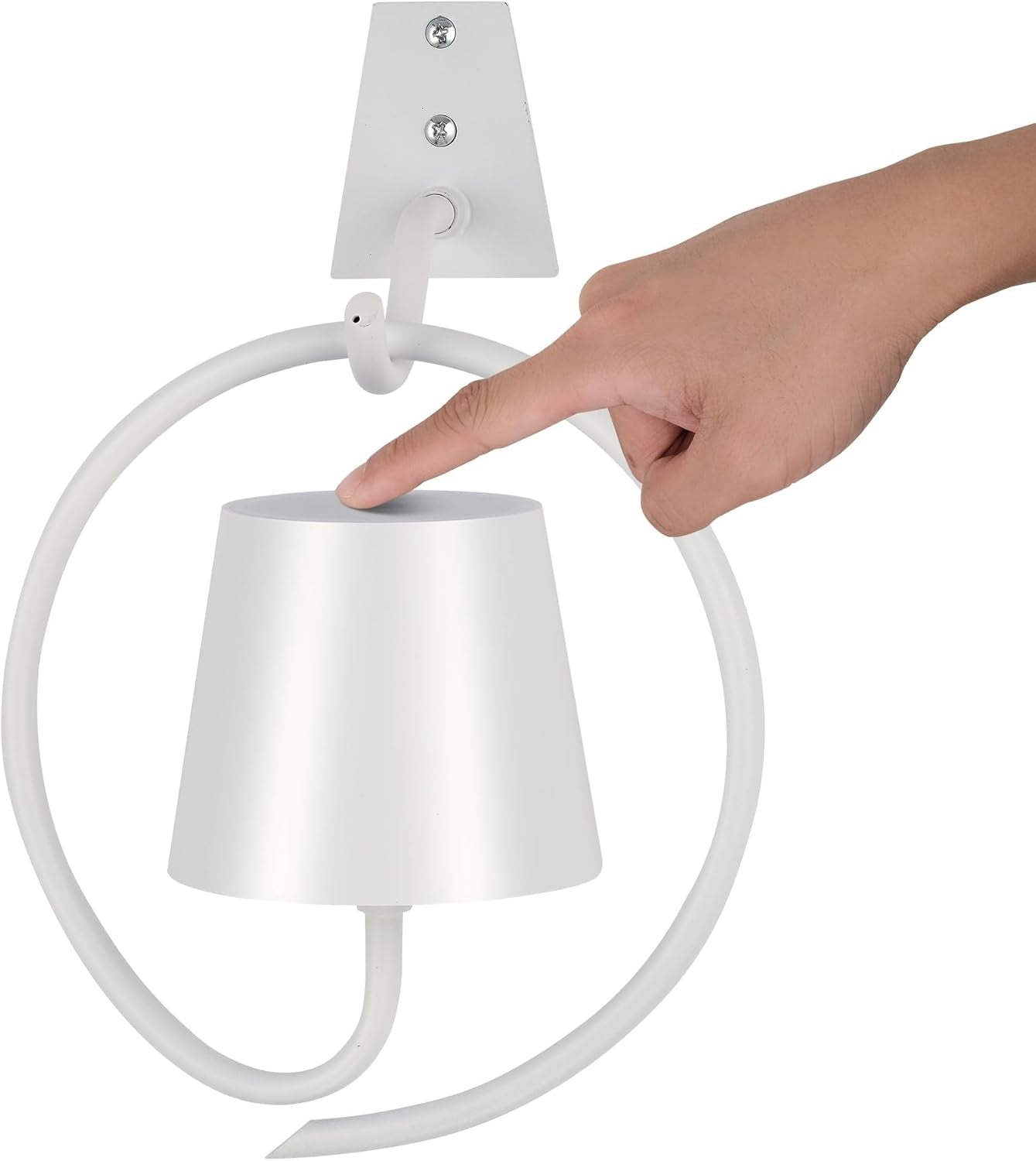 Rechargeable Batttery Operated Wall Sconces,3 Color Stepless Dimming Up,Wireless Wall Light for Battery Operated Lamp for Picture/Bedroom/Living Room/Hallway（White）