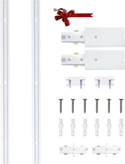 H Type Track Lighting Rails 2PCS 120V Single Circuit 3-Wire H Track Rail 6.5FT (3.28 * 2FT) with Extra 1 I Connector and Wall Anchors, Made of Aluminum and Strength Guarantee (White)