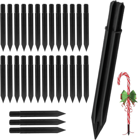 30PCS 0.68×6.05’’ Replacement Stakes for Christmas Candy Cane Lights Outdoor, Plastic Candy Cane Pathway Markers Lights Spike Replacer, Used to Maintain Candy Cane Pathway Lights