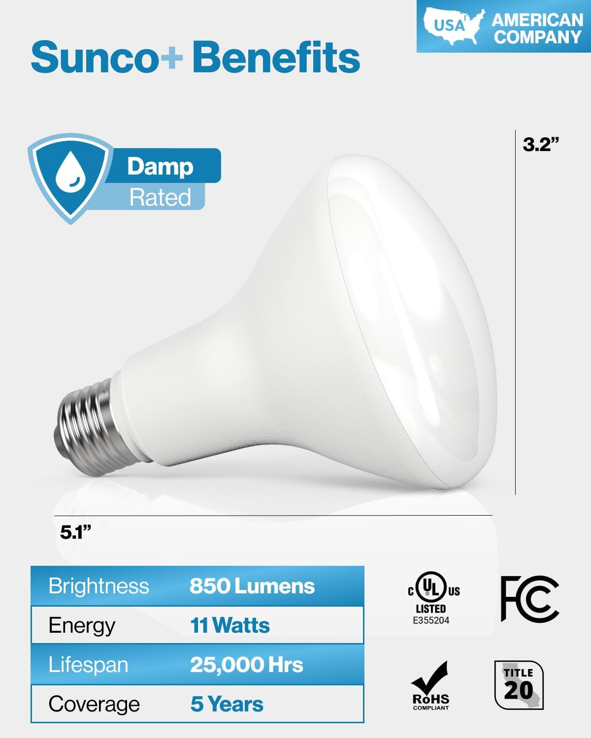 Sunco 6 Pack BR30 LED Light Bulbs, Recessed Can Light Bulbs, CRI93 850 LM, 11W Equivalent 65W, 3000K Warm White, E26 Base, 25000 Lifetime Hours Interior Home Residential Indoor Flood Lights UL