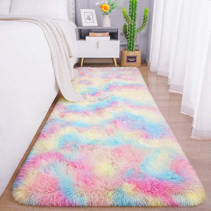 Chicrug Soft Runner Rugs for Bedroom Living Room Plush Fluffy Rug 2X6 Feet, Shag Furry Area Rug Carpet Non Shedding for Nursery Children Kids Girls Room Home Decorative, Grey