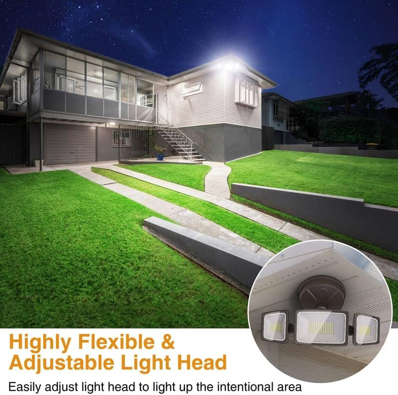 Onforu 2 Pack 60W Flood Lights Outdoor, 6000LM LED Flood Light Outdoor Switch Controlled, IP65 Waterproof Outdoor Flood Light Fixture with 3 Adjustable Heads, 6500K Security Light for Eave Garage Yard
