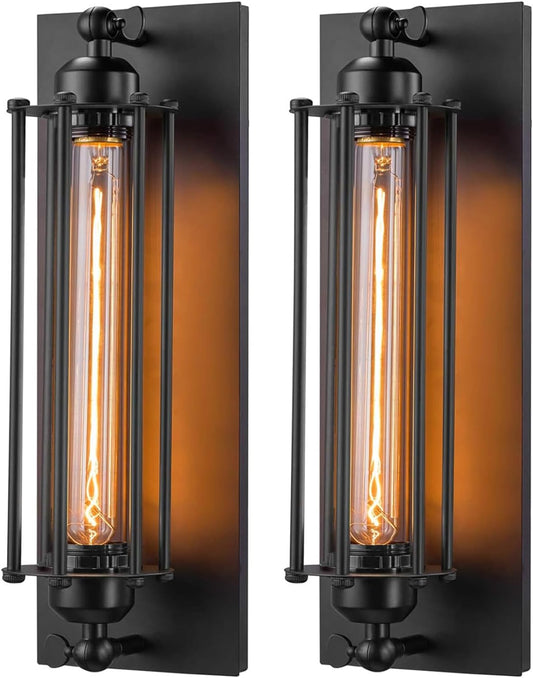 Licperron Sconces Wall Lighting, Industrial Black Wall Sconces Antique Light Fixtures for Bedside, Bar, Restaurant, Hallway, Indoor&Outdoor Wall Decor, E26 & E27 Bar Lights, UL Approval, 2 Pack