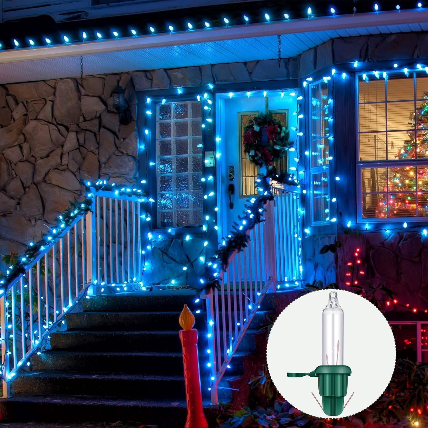 360 Pieces Christmas Light Bulbs Replacements Led Mini Glass Incandescent Xmas String Lights Replacement Christmas Tree Light Bulbs for Outdoor or Indoor Holiday Party Decorations, 2.5 Volt
