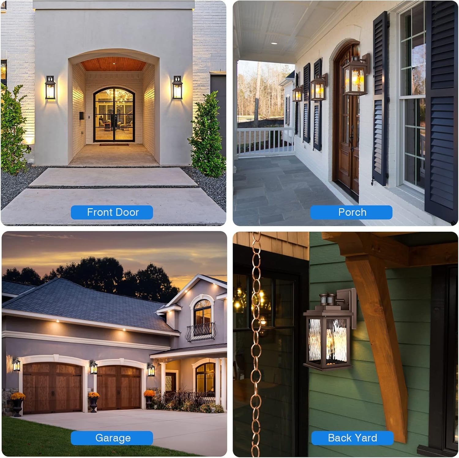 VIANIS Outdoor Motion Sensor Lights for House Oil-Rubbed Bronze, Exterior Waterproof Porch Lights Fixture Wall Mount for House, Aluminum Wall Lantern with Tempered Ripple Glass for Garage Entrance