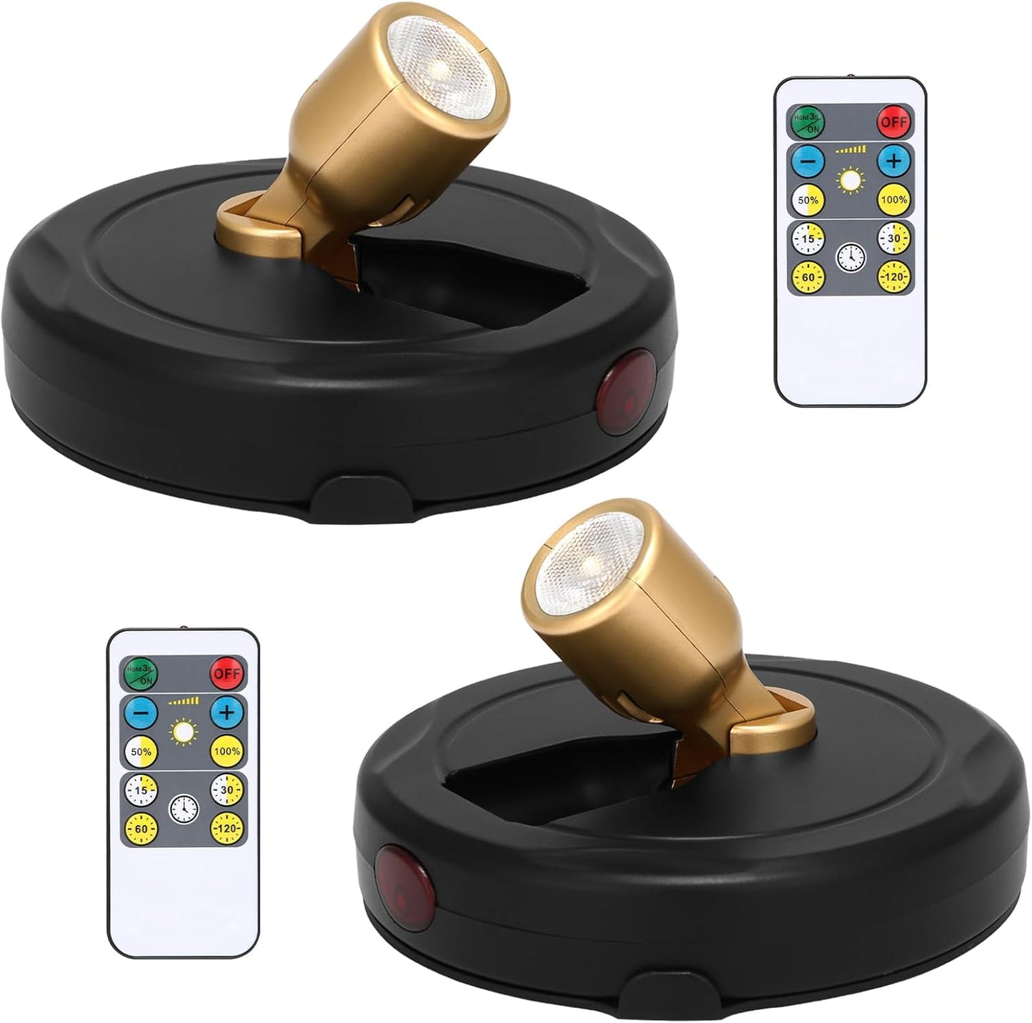 Spotlight Battery Powered, Wireless Picture Light, Accent Spot Light for Indoor Plant Tree, Display LED Puck Lights with Remote and Timer, Stick Uplighting for Photo Painting Dartboard Wall Decor Art