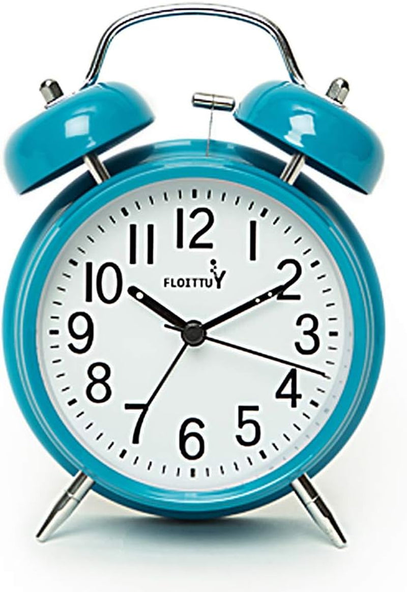 {Loud Alarm for Deep Sleepers) 4'' Twin Bell Alarm Clock with Backlight for Bedroom and Home Decoration(Green)