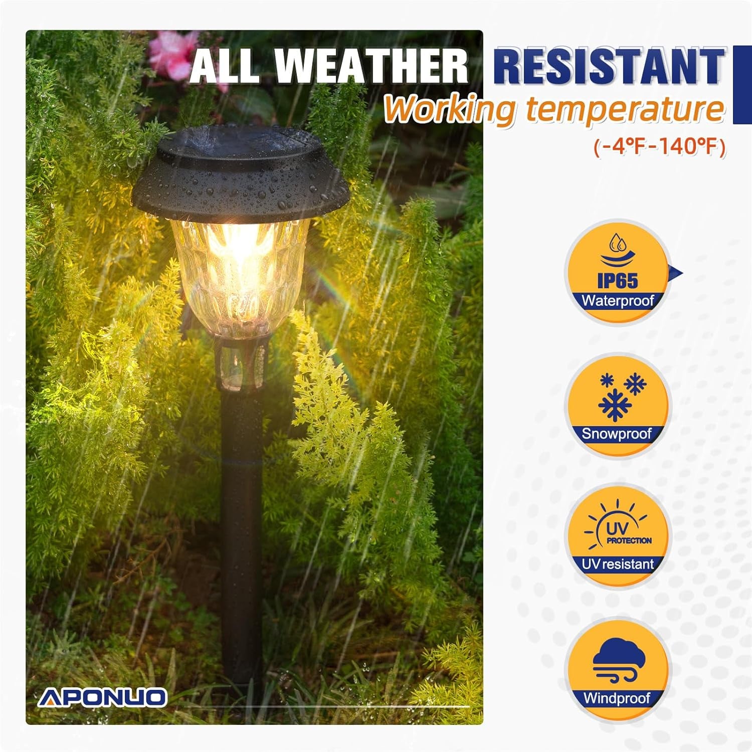 APONUO 8 Pack Solar Pathway Lights Outdoor Waterproof,Ip65 Solar Walkway Lights with Auto On/Off and 2 Lighting Modes,Outdoor Landscape Lighting for Yard Garden Pathway Walkway Driveway