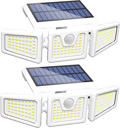 INCX Solar Lights Outdoor with Motion Sensor,Solar Lights for outside 3 Heads Security Lights,156 LED Flood Light Spotlight, IP65 Waterproof 2 Pack