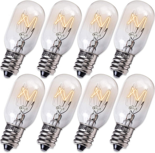 Bluestars E12 T20 25W Incandescent Bulbs Salt Lamp 120V - 2700K Warm White Light 150Lm for Himalayan Salt Lamps & Baskets, Scentsy Plug-In & Wax Warmers, Night Lights - Pack of 8