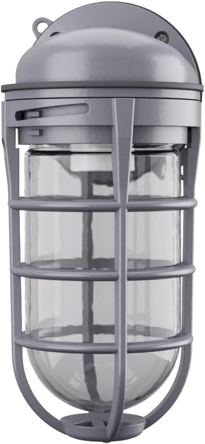 Lithonia Lighting VW150I M12 Incandescent Utility Vapor Tight Wall Lamp, Industrial Style Wall Light for Indoor and Outdoor Use, 150W, 120V, Includes Junction Box, Grey