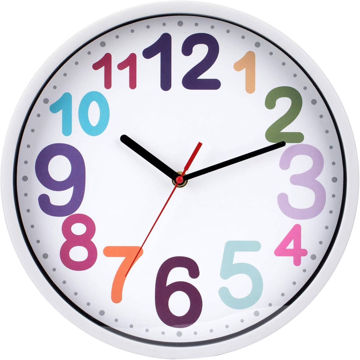 Wall Clock 9 Inch Silent Non Ticking Battery Operated Time Teaching Quartz Home Colorful Read Learn Time Perfect for Teacher'S Classrooms and Kid'S Bedrooms