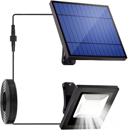 Solar Spotlights Outdoor Waterproof with 16FT Cord Dusk to Dawn LED Solar Spot Lights 6000K Security Flood Lights for Wall Ceiling, Porch, Barn, Garage, Yard, Patio, Garden, Landscape Lighting(White)