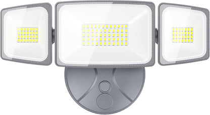 Onforu 60W Flood Lights Outdoor, 6000LM Brightness Security Lights Switch Controlled, 3 Adjustable Heads, IP65 Waterproof, 6500K Wall Mount Exterior LED Flood Light