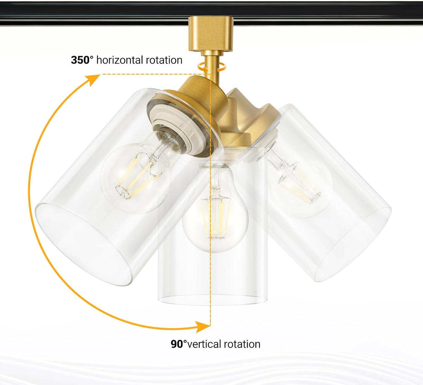 Vanoopee H Type Track Lighting Heads E26 Track Light Ceiling Modern for Kitchen, Compatible with H Track Lighting Rail System, Gold Track Lighting Fixtures with Glass Lamp Shade, 4 Pack, No Bulbs