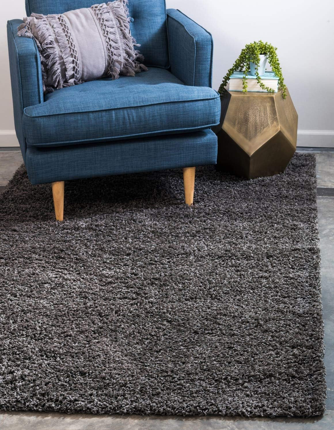 Unique Loom Solid Shag Collection Area Rug (8' X 11' Rectangle Cloud Gray)