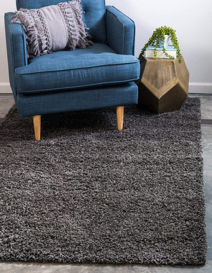 Unique Loom Solid Shag Collection Area Rug (8' X 11' Rectangle Cloud Gray)
