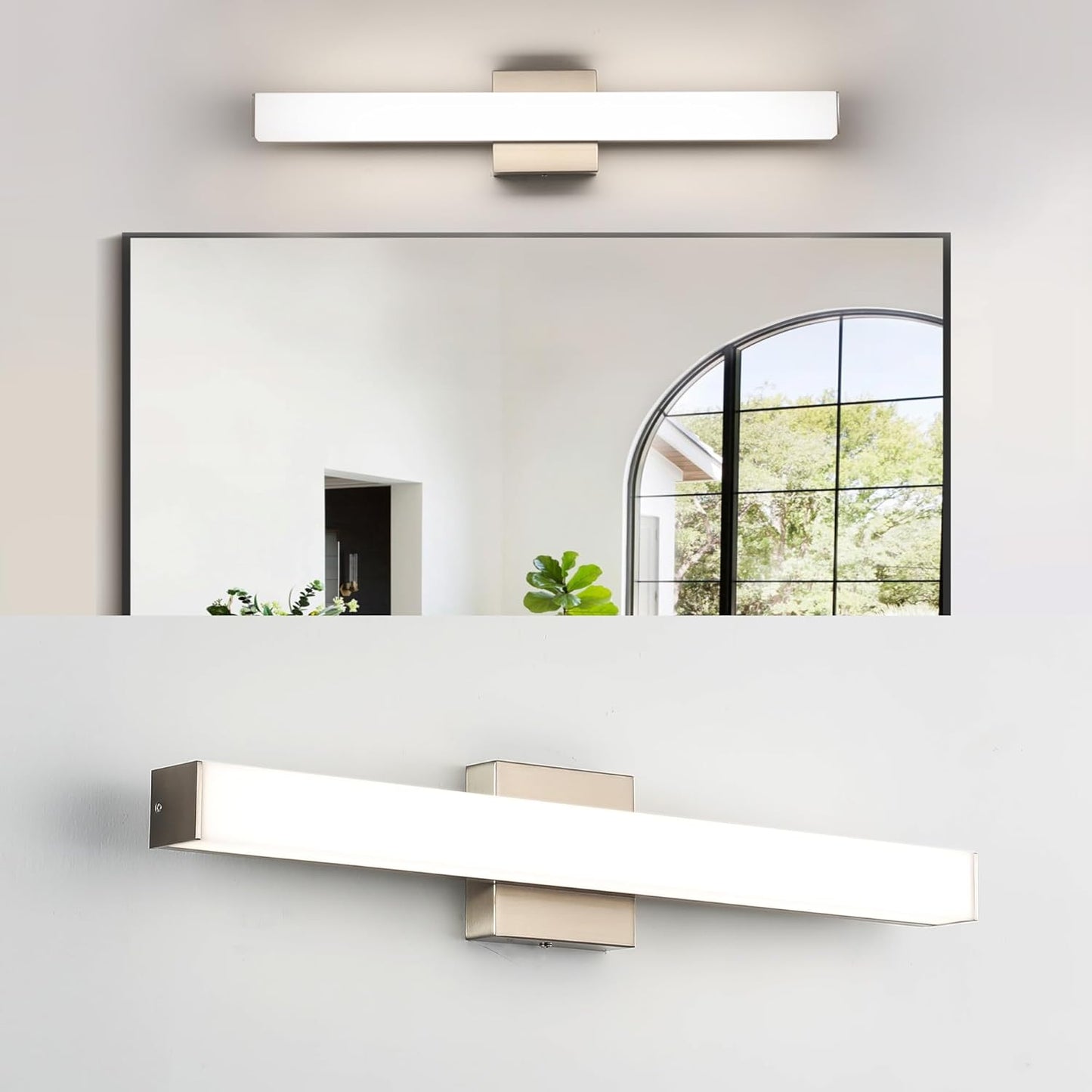 Bathroom Vanity Light Brushed Nickel Square LED 24 Inch 14W 4000K Natural White Light Wall Bar Lighting Fixtures over Mirror (Matte Black, 24In)