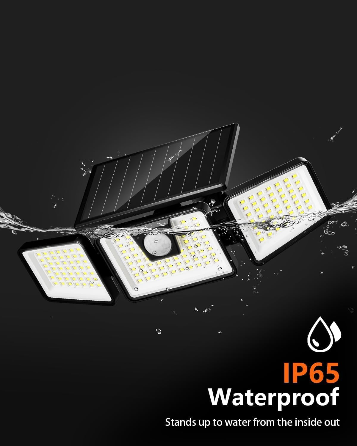 INCX Solar Lights Outdoor with Motion Sensor,Solar Lights for outside 3 Heads Security Lights,156 LED Flood Light Spotlight, IP65 Waterproof 2 Pack