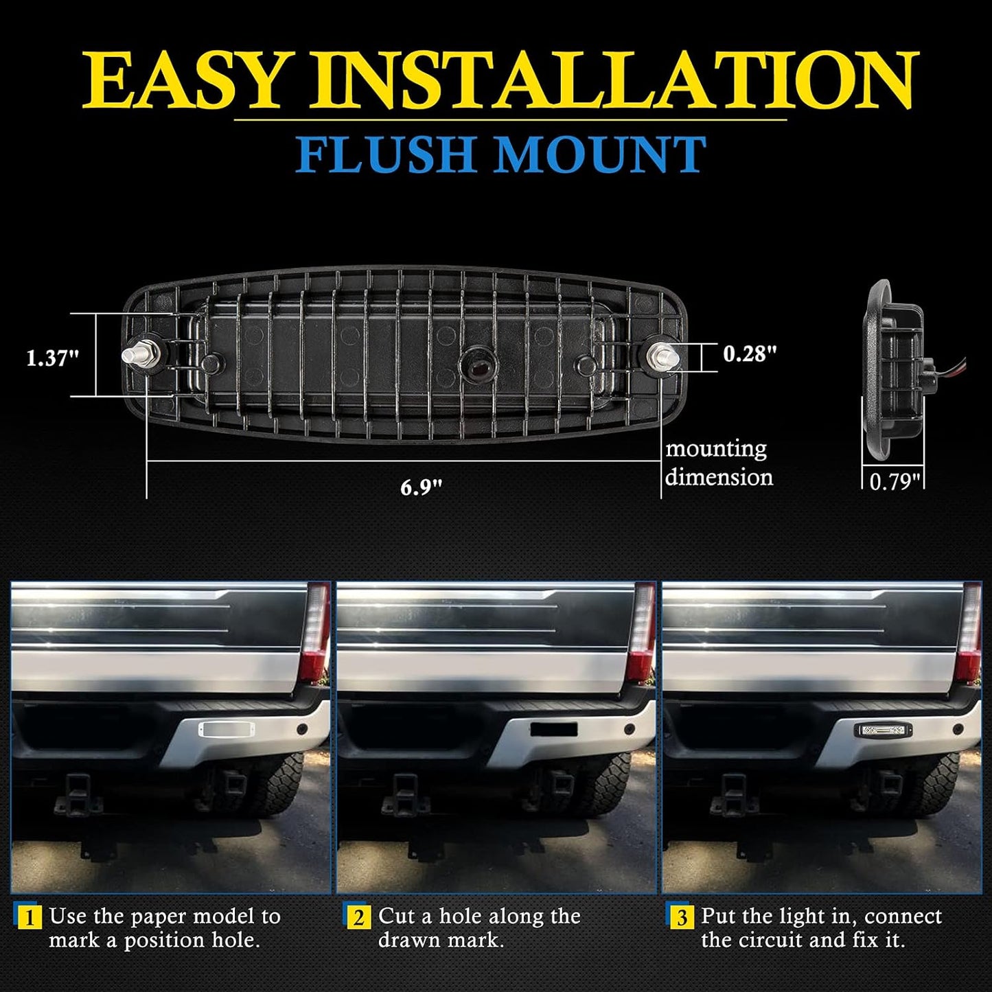 BUNKER INDUST 7" Flush Mount LED Light Pods, 2 Pcs 4800LM off Road LED Work Lights Bar Flood Spot Combo Beam Driving Fog LED Bumper Lights for Truck Golf Cart UTV ATV