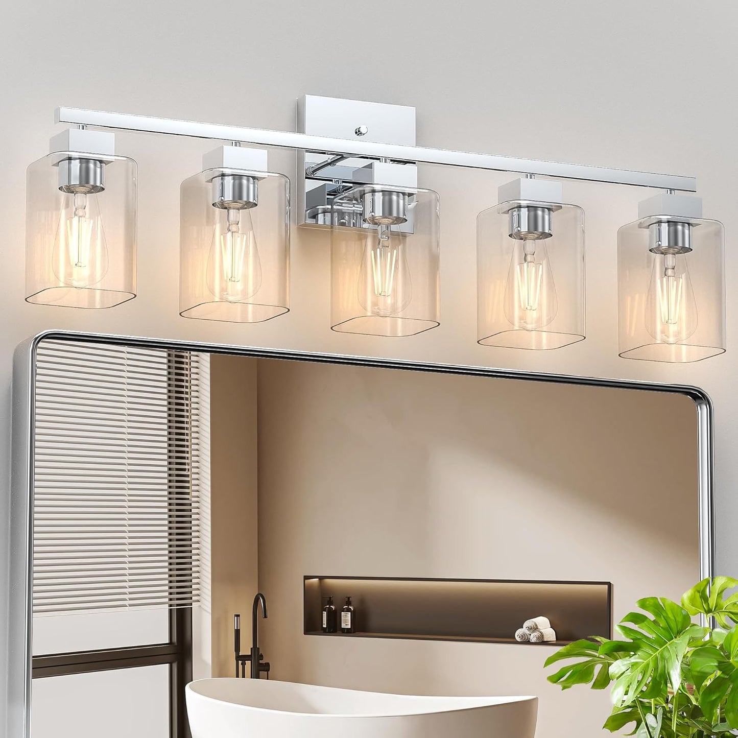 Espird 3 Light Brass Gold Vanity Light - Brushed Gold Bathroom Light Fixtures Square Design & UL Certification, Square Vintage Bathroom Light Fixtures over Mirror for Bathroom & Restroom & Bedroom