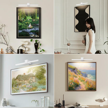 White Battery Operated Picture Light with Remote,Wireless Gallery Lights White 15.7 Inch Rechargeable Display Light Dimmable Wall Sconce for Artwork on Wall