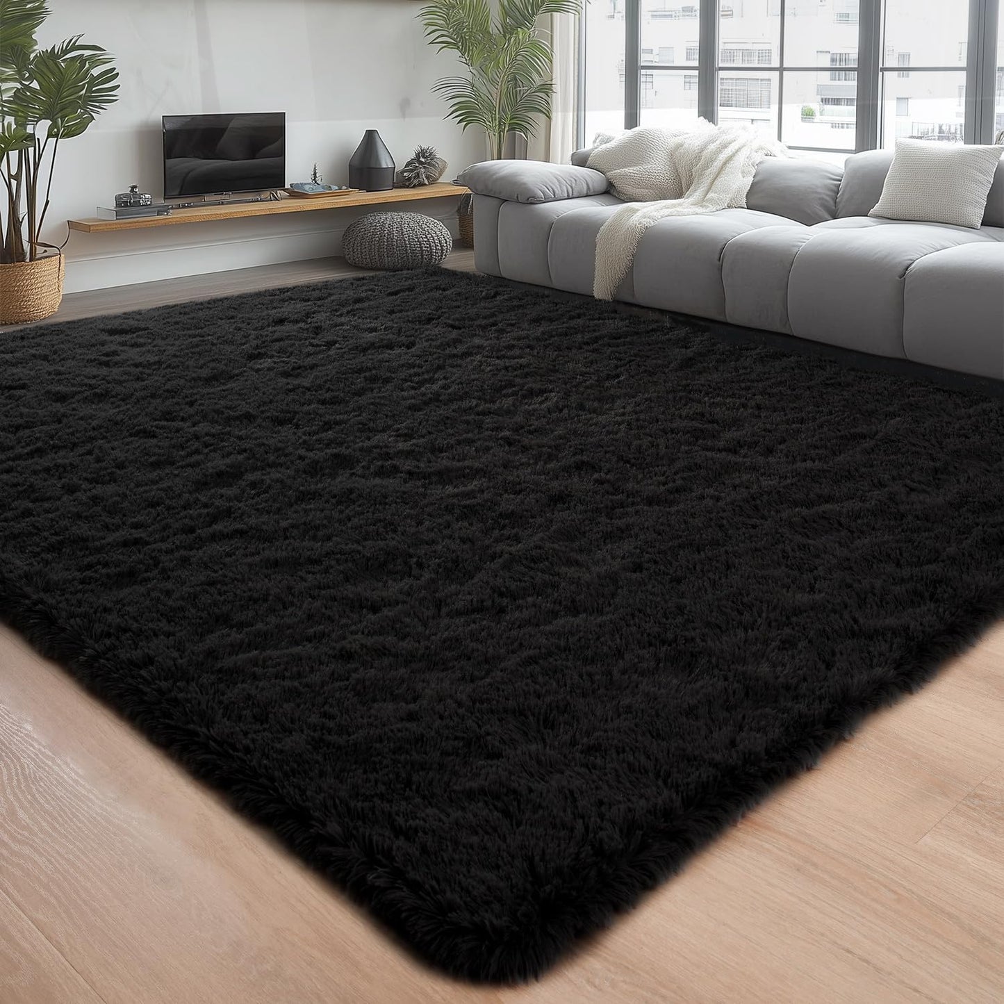 Chicrug Soft Runner Rugs for Bedroom Living Room Plush Fluffy Rug 2X6 Feet, Shag Furry Area Rug Carpet Non Shedding for Nursery Children Kids Girls Room Home Decorative, Grey