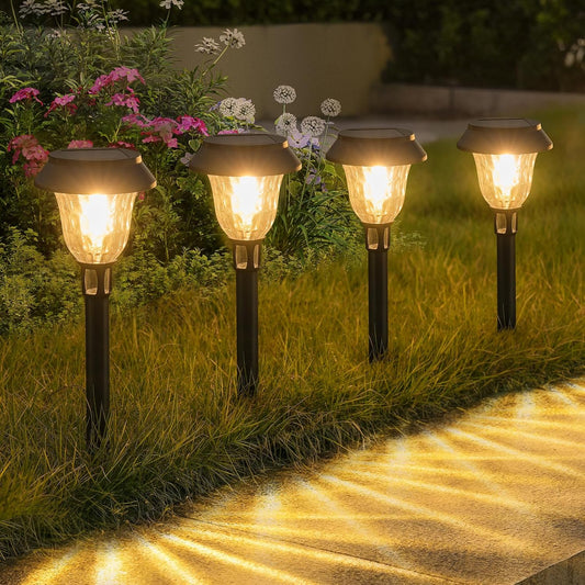 APONUO 8 Pack Solar Pathway Lights Outdoor Waterproof,Ip65 Solar Walkway Lights with Auto On/Off and 2 Lighting Modes,Outdoor Landscape Lighting for Yard Garden Pathway Walkway Driveway