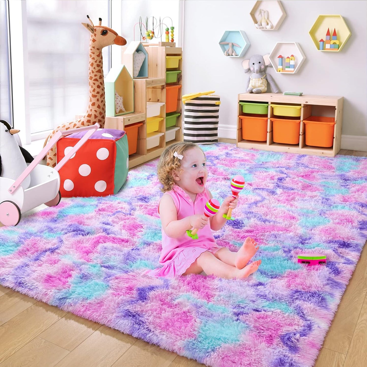 Chicrug Soft Runner Rugs for Bedroom Living Room Plush Fluffy Rug 2X6 Feet, Shag Furry Area Rug Carpet Non Shedding for Nursery Children Kids Girls Room Home Decorative, Grey