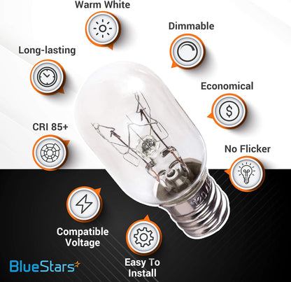 Bluestars E12 T20 25W Incandescent Bulbs Salt Lamp 120V - 2700K Warm White Light 150Lm for Himalayan Salt Lamps & Baskets, Scentsy Plug-In & Wax Warmers, Night Lights - Pack of 8